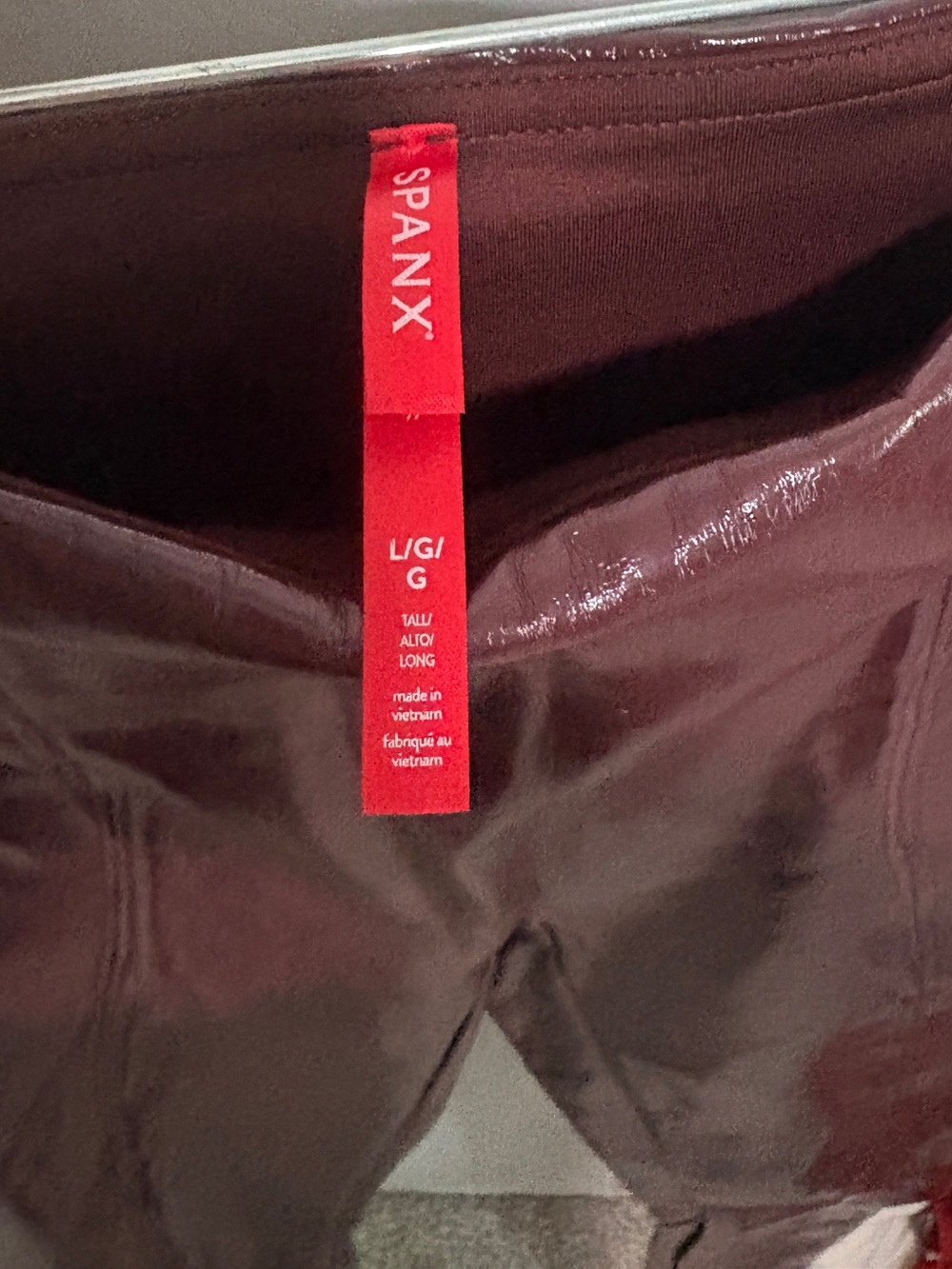 SPANX Glossy Red High Gloss Faux Leather Leggings - Picture 3 of 5